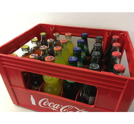Harass assortiert mit 4 Coca-Cola, 4 Coca-Cola Zero, 4 Fanta, 4 Sprite, 4 Fuse Tea Lemon, 4 Fuse Tea Peach 33 cl TOP-AKTION